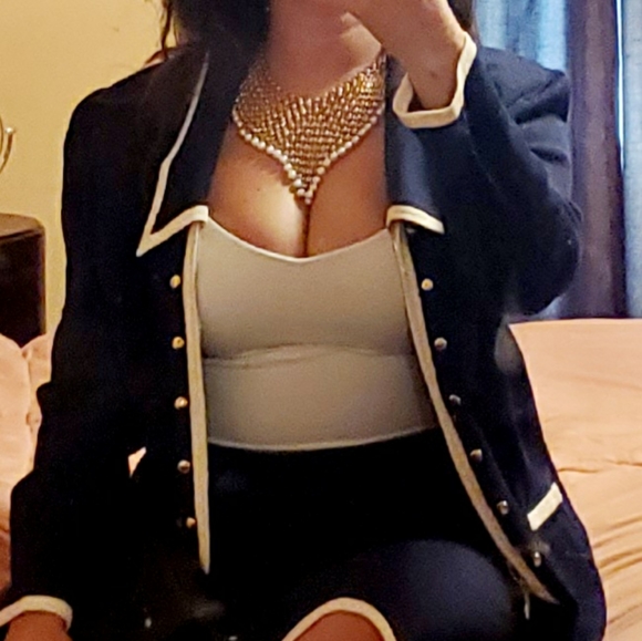 St Johns Collection Navy textured skirt - Picture 2 of 5